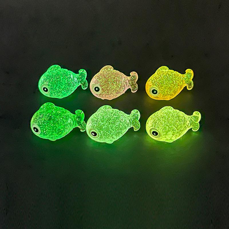 Vibrant Glowing Fish Resin Ornament Cartoon Style For Desktop And Terrarium Decor