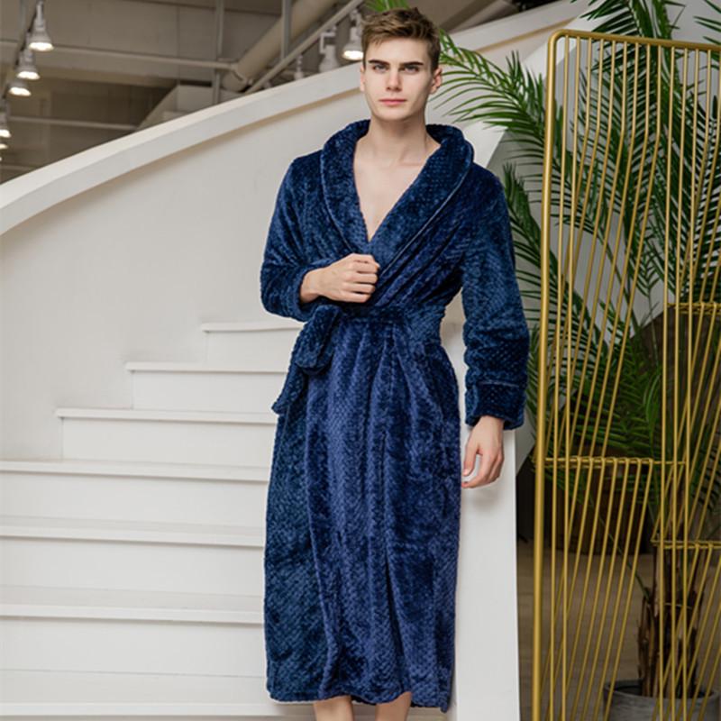 Women's and Men's Thick Flannel Morning Robe for Autumn/Winter Home Wear