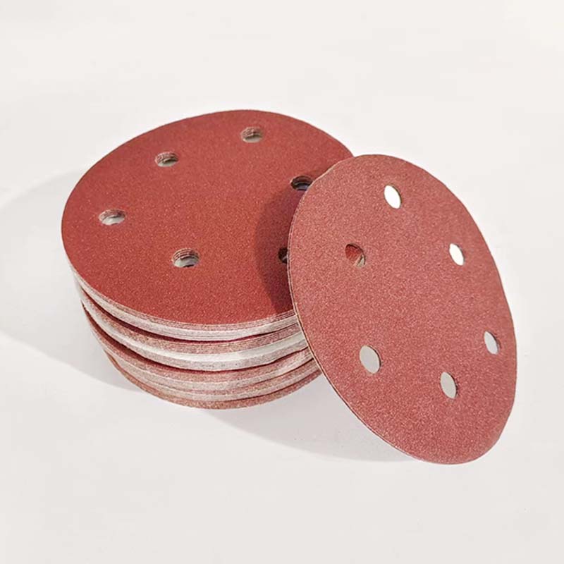 10pcs 125mm Hook & Loop Abrasive Sand Paper 5 Inch Red Sanding Disc With 6 Holes Grits 80~800 Available Sandpaper