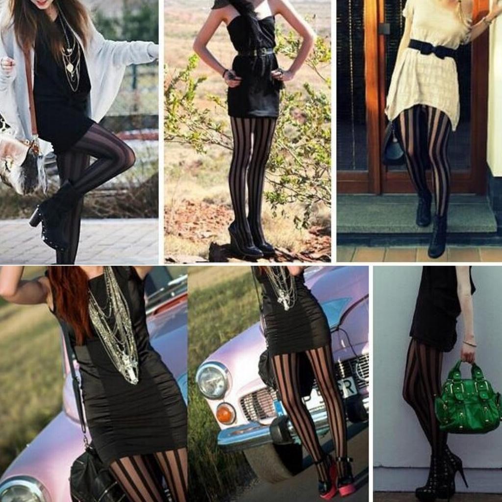 Simplejewel Daily Pantyhose Knee Socks Vertical Striped Fashion Trendy Latest Superstar Style Sexy Beautiful Lingerie Stockings