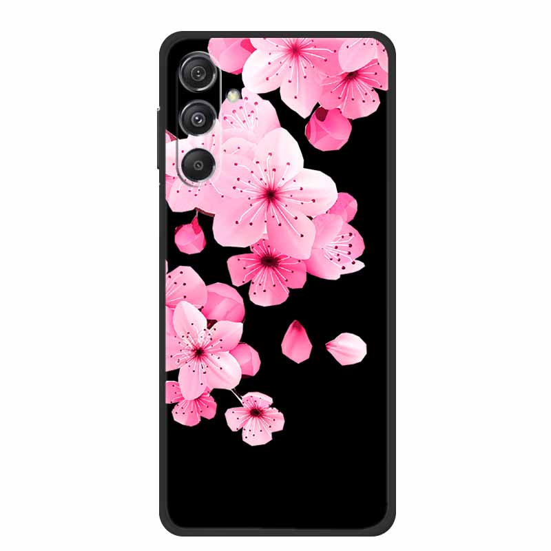 For Samsung Galaxy M36 A17 5G Case Flower Black Silicone Soft Back Cover For Samsung Galaxy S25 FE Plus Phone Case Coque Cartoon