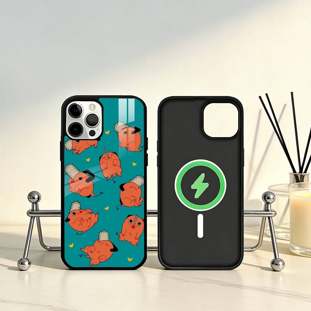 Anime P-Pochita Phone Case For iPhone17,16,15,14,13,12,11 Plus,Pro Max Magnetic For Magsafe Wireless Charging