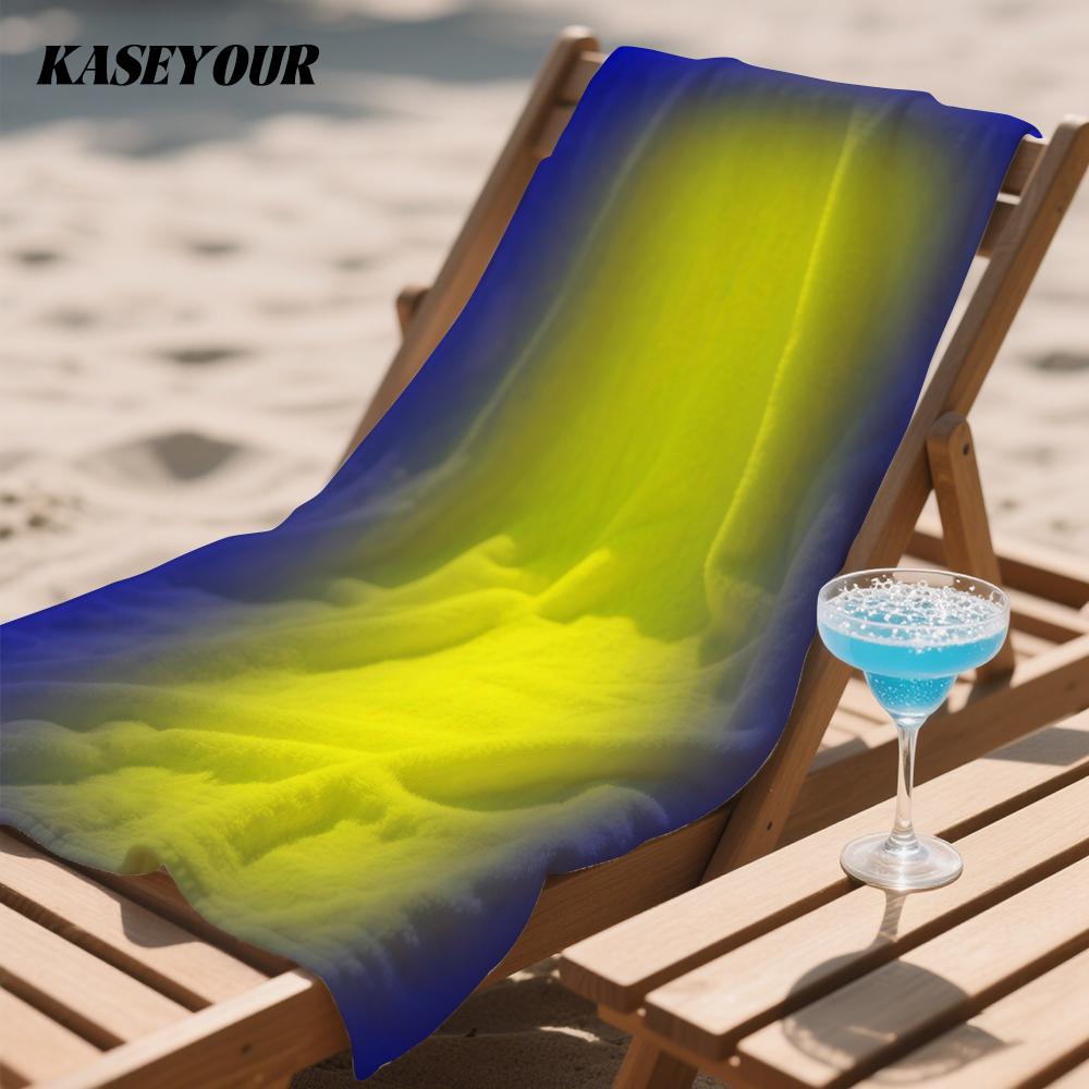 Blue-Yellow Gradient Glow Compact Travel Beach Towel Super Absorbent Sand Resistant, Microfiber for Swimming Camping Yoga