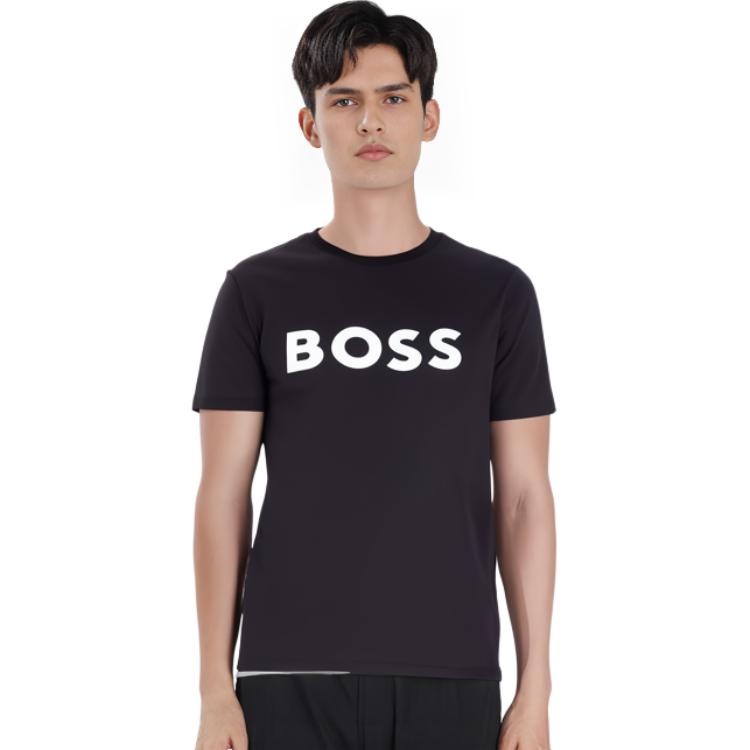 HUGO BOSS SS22 Men's Logo Print Short-Sleeve T-Shirt Black 50481923-002
