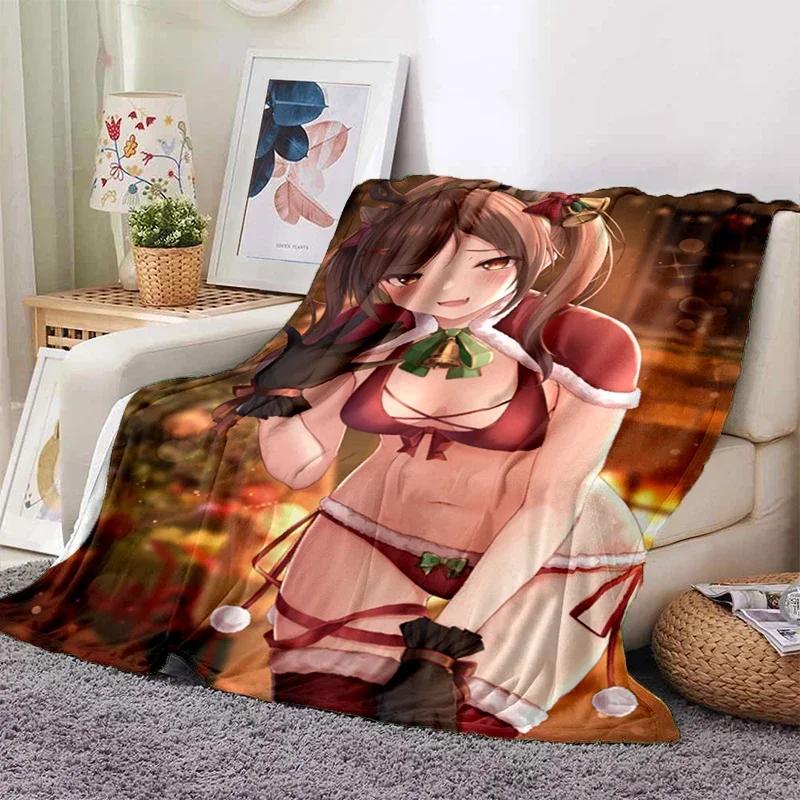 Sexy Anime Girls Blanket Soft Plush Flannel Throws Blankets for Sofa Bed Couch Best Gifts All Season Light Bedroom Warm Decke