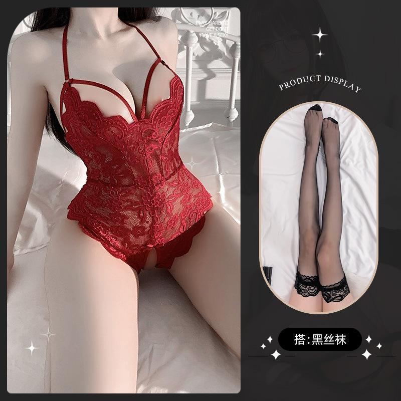 Sexy Lingerie Lace Perspective Seduction Sexy Hot Onesie Open Crotch Passion Free from Pure Desire