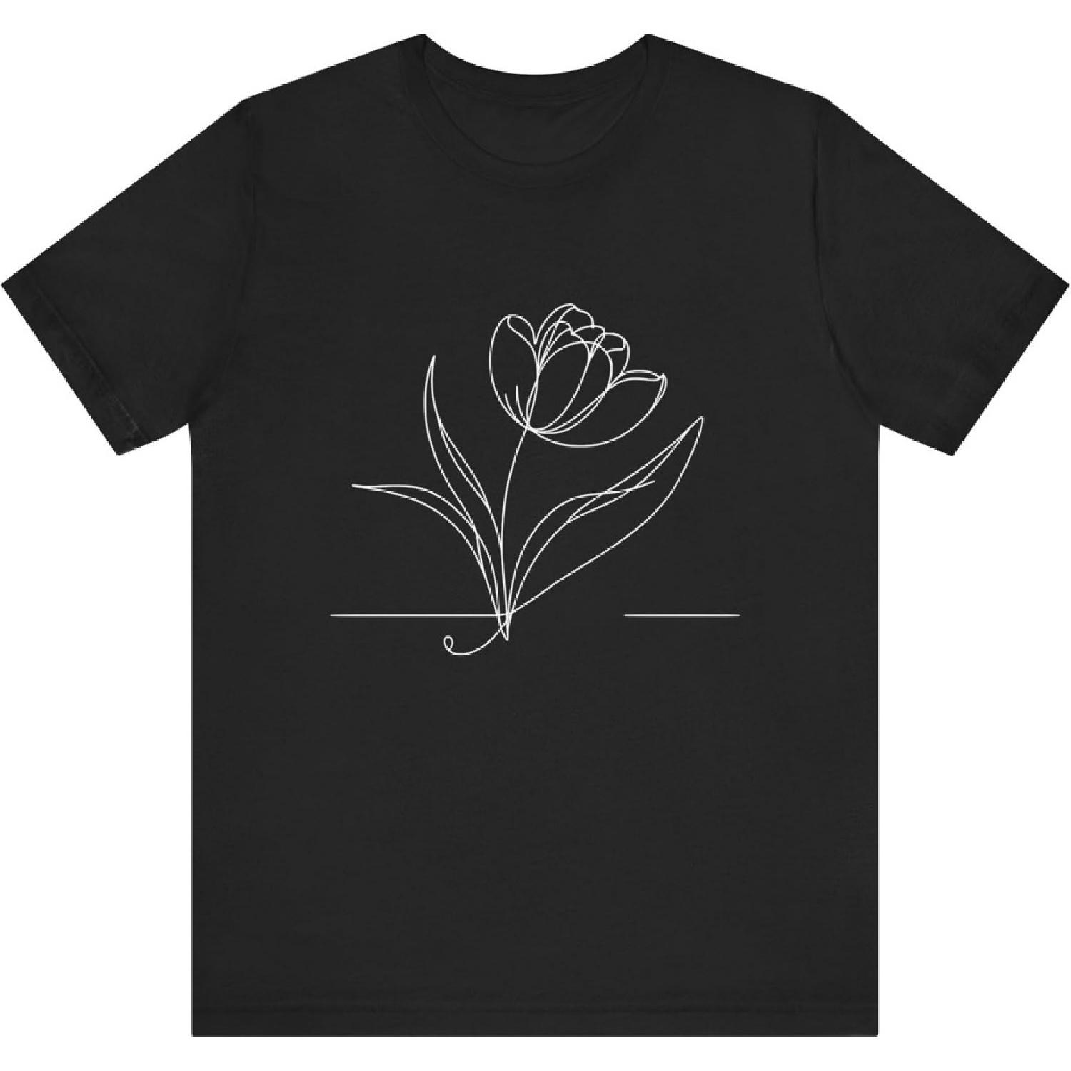 One Line Art Drawing Tulip Fields 30 Unisex T-Shirt S