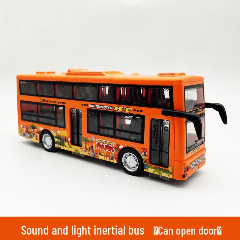 Children's Double-Decker Bus Toy: Convertible Police/Sightseeing Model with Openable Doors, Sound, Light & Inertial Motion
