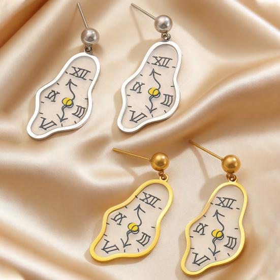 1 Paar Damenohrringe Leichte Schmelzende Uhr Design Hängeohrringe Künstlerisches Römisches Zifferblatt Muster Lange Ohrringe Schmuck Geschenk