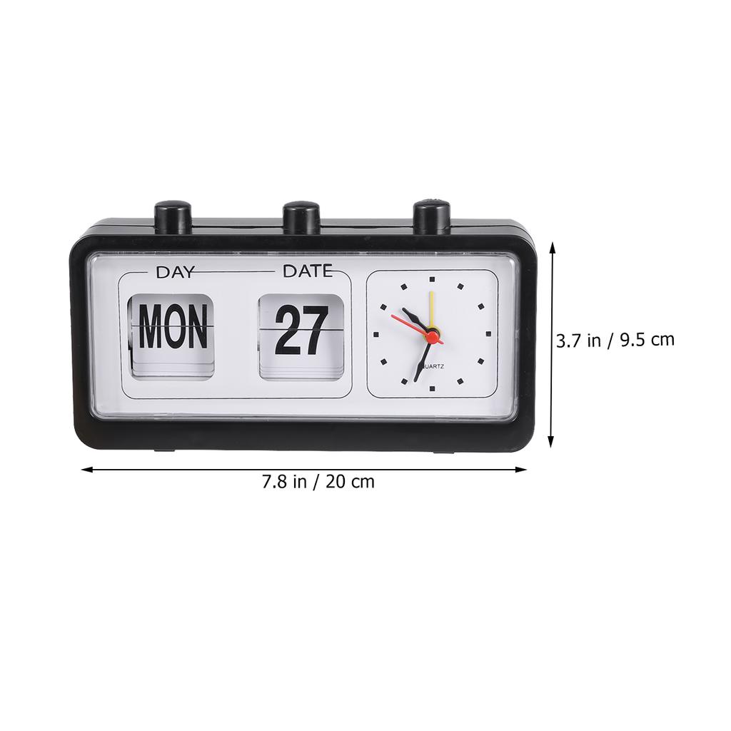 Simple Clock with Manual Date Week Adjustment Time Display Clock for Living Room Desk Use White