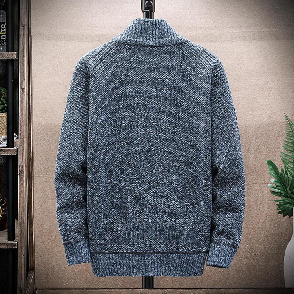 Men's Cardigan Sweaters Knitted Full Zip Collared Regular Fit Jacket Casual Color Block Baggy Winter Warm Coat