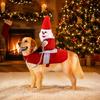 Dog Christmas Party Dress Santa Rider Costume, Outfit, Adjustable Closure, Funny Festival Pet Gift Apparel for Small to Medium Dogs, Holiday Cosplay,