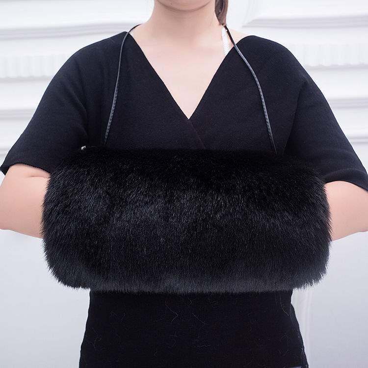 Cozy Faux Fur Muff Sleeve Hand Warmer - Winter Plush Tube Glove