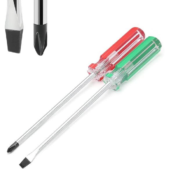 Piutouyar Magnetic Screwdriver Set 2 PCS, 5 Inch Steel Shaft Magnetic 5mm Phillips and Flat Head Tips Screwdriver for Computer Repairing, Automobile 5*125mm