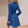 Fall Winter Women Jacket Double-breasted A-line Slim Fit Turn-down Collar Tight Waist Pure Color Formal Business Office Dress Long Sleeve Commuting