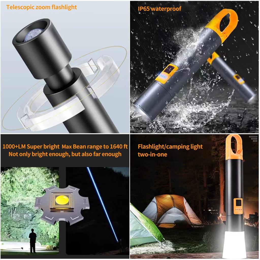 YZYOE LED Powerful Tactical Bright Flashlight with 1000mAh High Scalable Tactical Portable Handheld Suitable for Camping and Flashlight, Rechargeable,