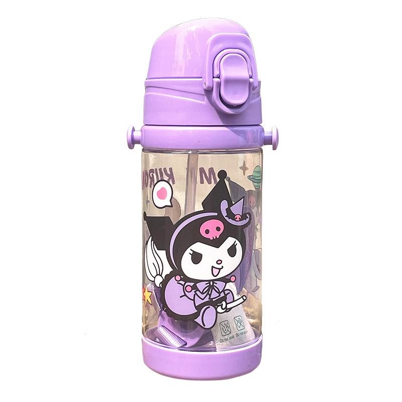 Creative Sanrio 450ml Kids Water Bottle With Straw Hello Kitty Cinnamoroll Kuromi And Melody Styles