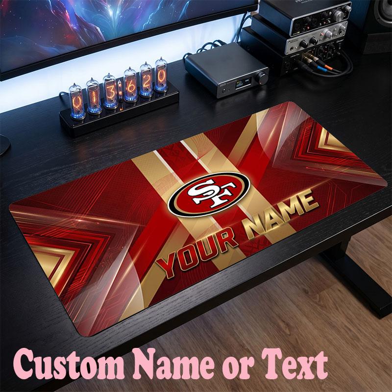 Tappetino Mouse Personalizzato con Nome Testo San Francisco 49ers, Tappetino Mouse Grande per Scrivania Regalo Personalizzato per Ufficio Domestico