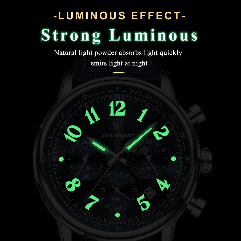 808 Luxury Nylon Leather Men's Quartz Watches Waterproof Luminous Chronograph Watches for Men