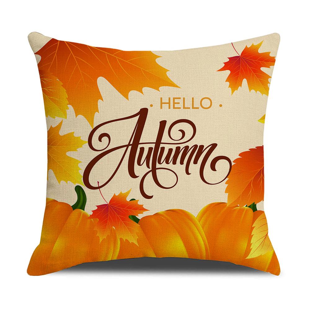 Yellow Thanksgiving Cushion Home Cartoon Turkey Sofa Cushion Linen Office Cushion Cover Home