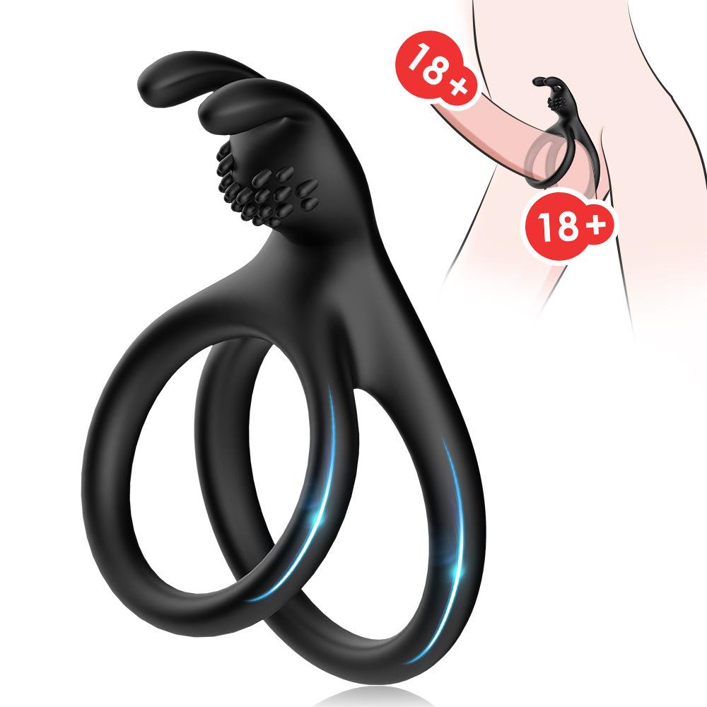 Silicone Rabbit Vibrator Cock Rings Delay Ejaculation Sex Toys For Men Penis Enlargement Clitoral Vagina Stimulator Adult Goods