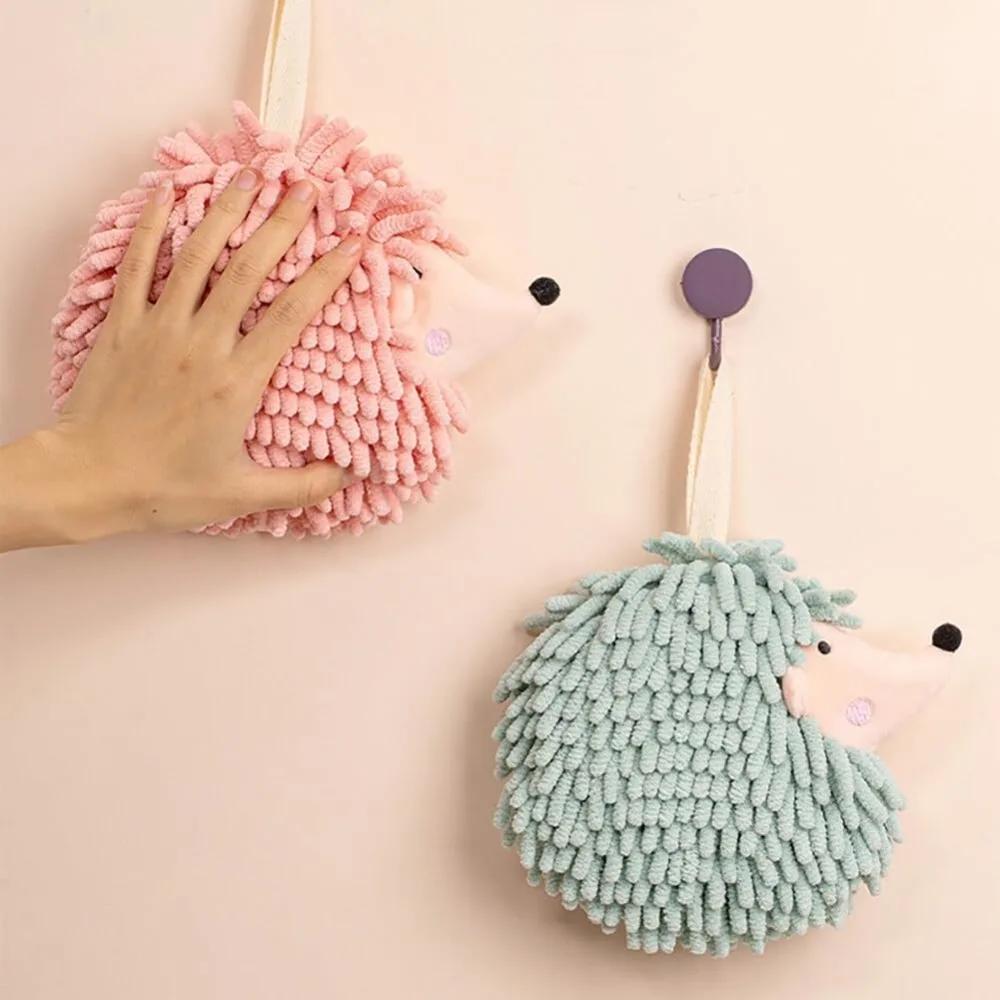 Flauschige Ball-Handtücher Igel-Cartoon-Handtücher Saugfähig Lustiges Hängendes Handtuch zum Händetrocknen mit Schlaufe für Badezimmer Küche