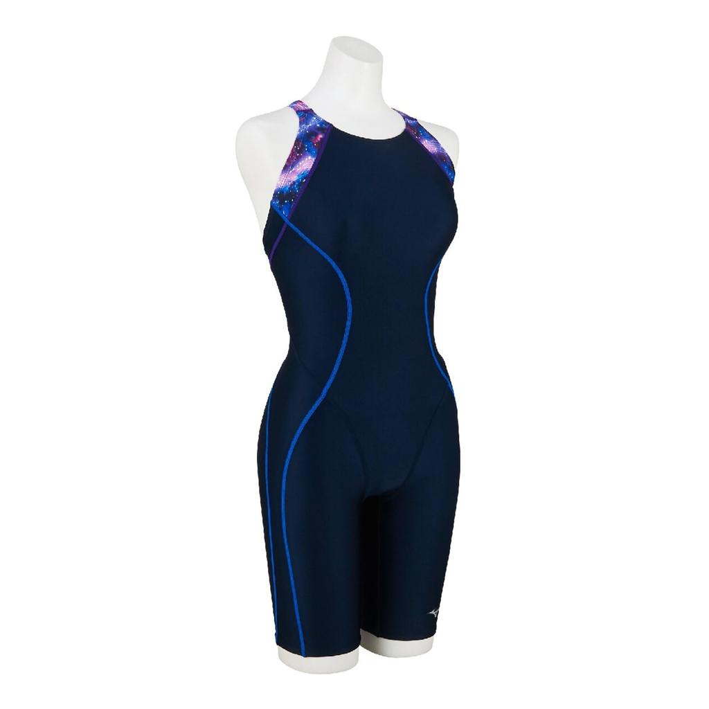 MIZUNO Stroke ONE XL 86 Navy x Purple All-in-One Swimsuit, N2JGD746, Size,