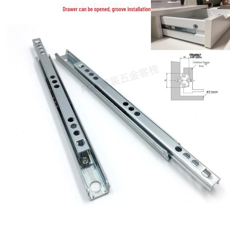 In-Stock 17mm Wide, 10mm Thick Two-Way Slide Rail with Ball Bearing for Laboratory Equipment Drawers