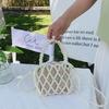 Yogodlns French Retro Handbag Fairy Woven Beaded Bucket Bag Crossbody Bag Summer Niche Design Hollowed Out Pearl Bag