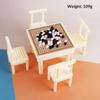 1 Set Dollhouse Accessories Decor Miniature Chess Set Mini Table With Chair Flying Chess Ludo Board Game Go Game Model