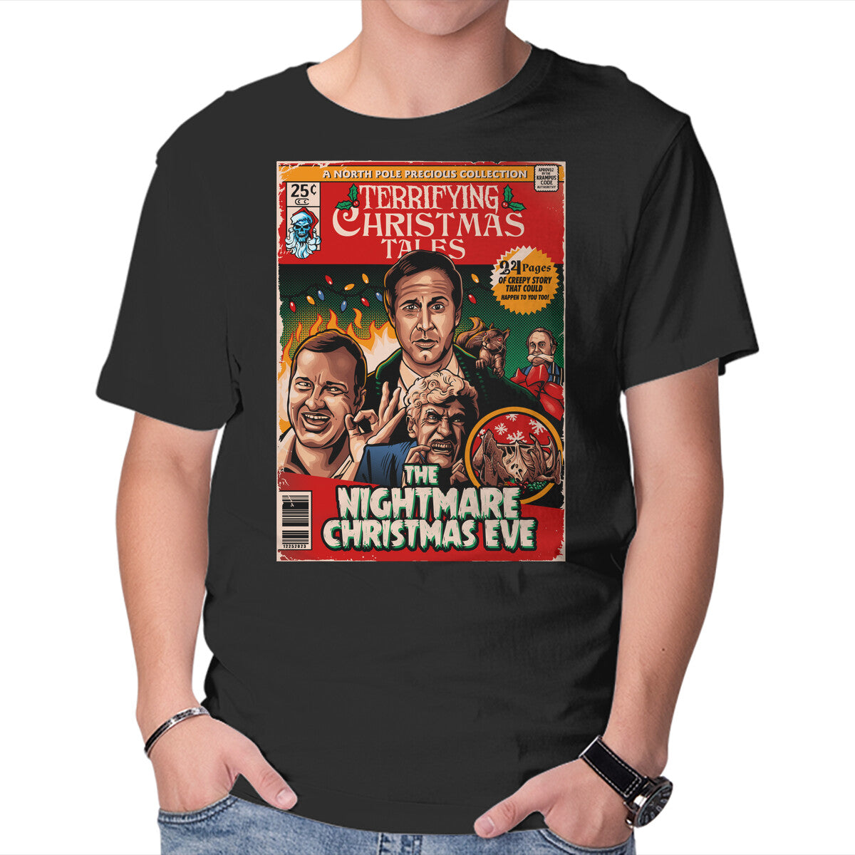 Unisex Crew Neck T-Shirt Nightmare Christmas Eve Graphic Short Sleeve Casual Tee S