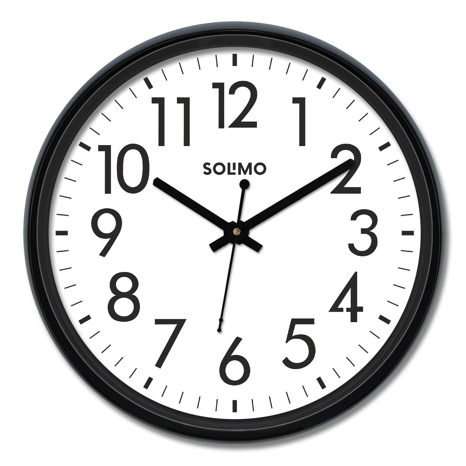 

12-inch Classic Plastic Wall Clock, Black
