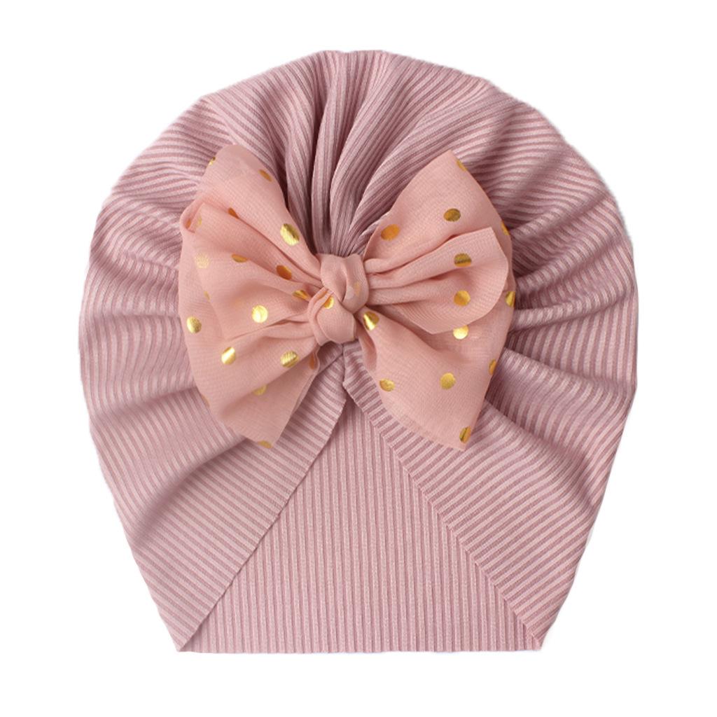 European & American Baby Ribbed Bow Hat - Polyester Pullover Cap