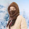 Adjustable Women Winter Fleece Balaclava Hat Warm Windproof  Beanies Caps Velvet Knitted Woolen Ski Mask Neck Face Cover Hat