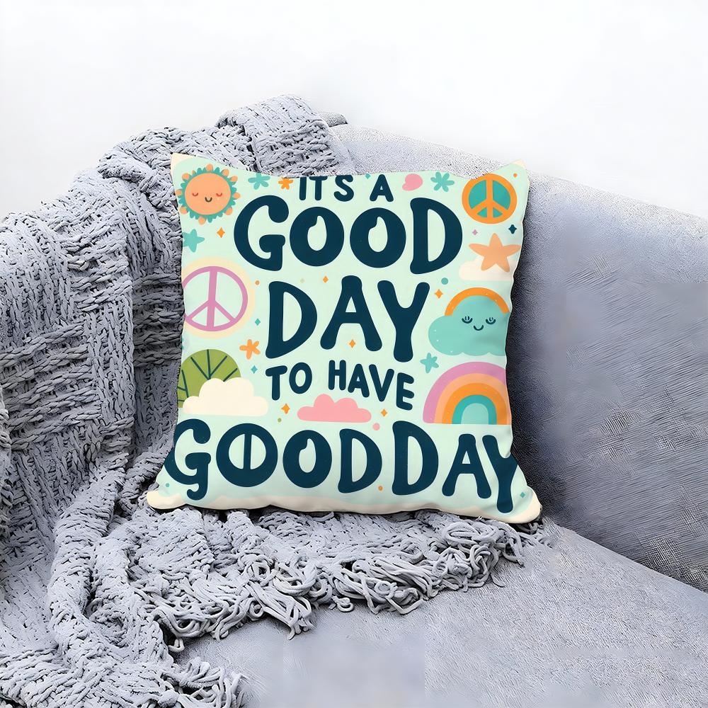 warm good day Cushion Cover Premium Comfort Reversible Pillow Cove Two in One Design for Any Room Car Interior
