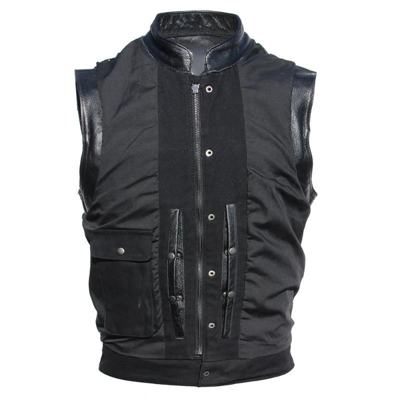Chinese Size Motorcycle Vest Men Leather Sleeveless Jacket Real Cowhide Leather Club Riding Biker Vests M008