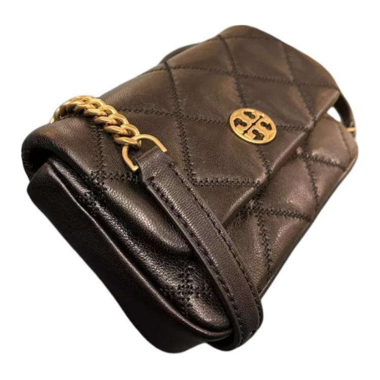 Tory Burch Willa Logo Zip Pocket Leather Crossbody Shoulder Bag Mini Women bags Black 150074-001