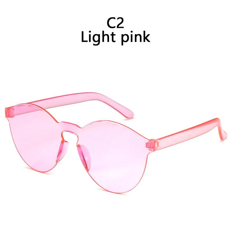 Oval Shape Sunglasses Women Rimless Frame Tint Clear Lens Colorful Sun Glasses Female Red Pink Yellow Shades Travel