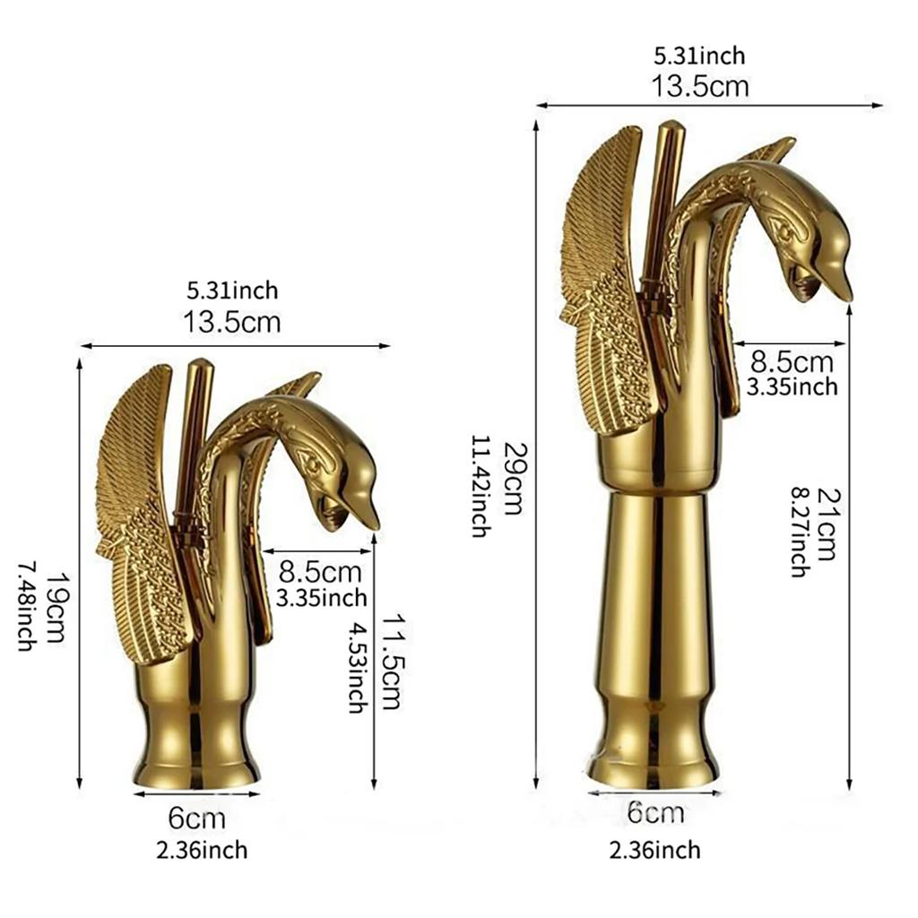 Golden Swan Basin Sink Faucet Single Handle Countertop Bathroom Mixer Tap Deck Mounted Brass Hot Cold Water Tap Chrome Mixer Tap