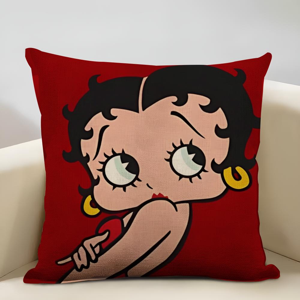 Betty Boop Cushion Cover Household Decoration Linen Sofa Cushion Cover: Skin-Friendly & Breathable with Invisible Zipper