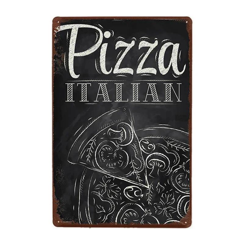 Pizza Schild Retro Blechmalerei Vintage Metallbild Wanddekoration Für Pizzeria Restaurant Esszimmer