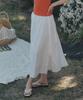 Aau Cut-Out Layered Long Skirt_White