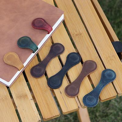 Leather Magnetic Bookmarks Strong Adsorption Vintage Motivational Text Book Marker Clip for Book Lover Readers