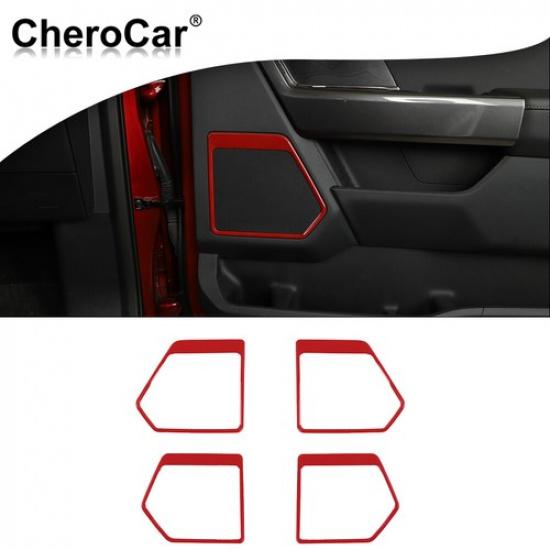 4Pc Red Door Speaker Horn Cover Trim For Ford F150 -24 Accessories Interior