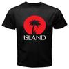 Island Palm Tree Red Sun Graphic Print T-shirt