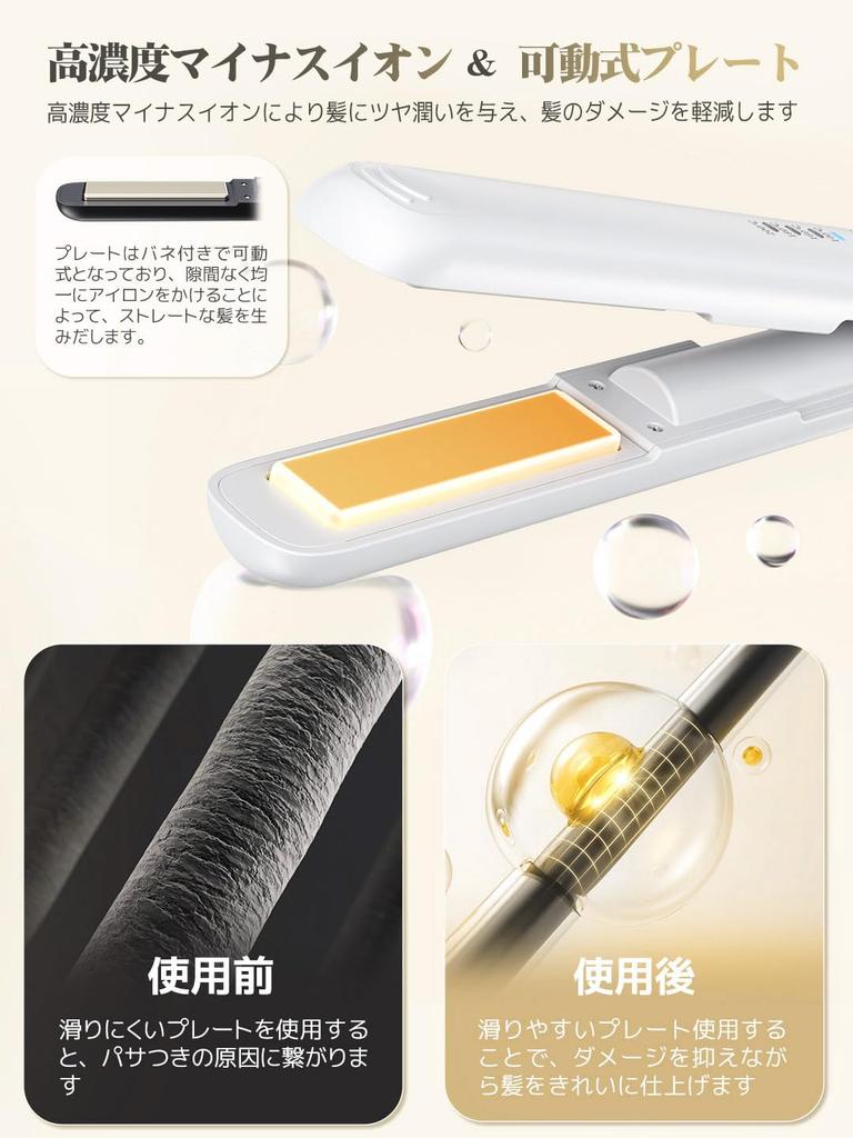 Portable Hair Iron, USB Rechargeable, Mini, 2-Way Bangs Iron, Curl/Straightener, Cordless, 18mm, Professional Grade, 200°C, Type-C, 3200mAh High Capac