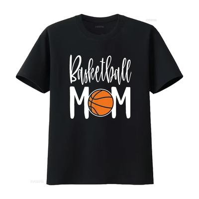Womens Basketball Mom T Shirt Black 2XL Vintage Washed Comfortable Breathable Slightly Stretched Homme Versatile Stylish