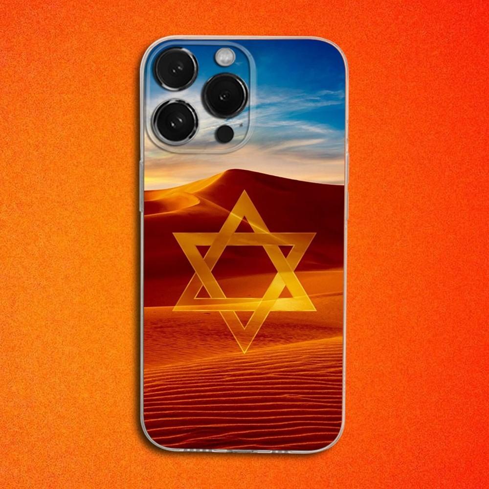 Star David I-Israel Flag Phone Case For iPhone 16,15,14,13,12,11 Plus,Pro,Max,XR,XS,X,Plus,SE,Mini Transparent Soft Cover