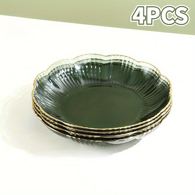 Salad Trays Clear Fruit Tray Golden Edge Stack Able Snack Platter Unbreakable Round Storage Salad Dessert Organizer Display Tray