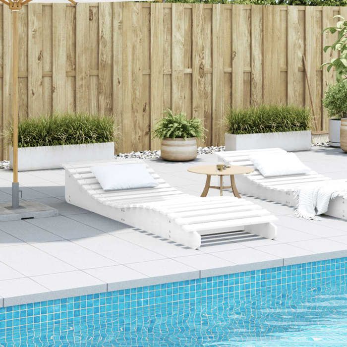 VidaXL Chaise Longue, Transat de Patio, Lit de Repos de Jardin, Bain de Soleil Piscine Terrasse Balcon, Moderne, Blanc Bois 832581